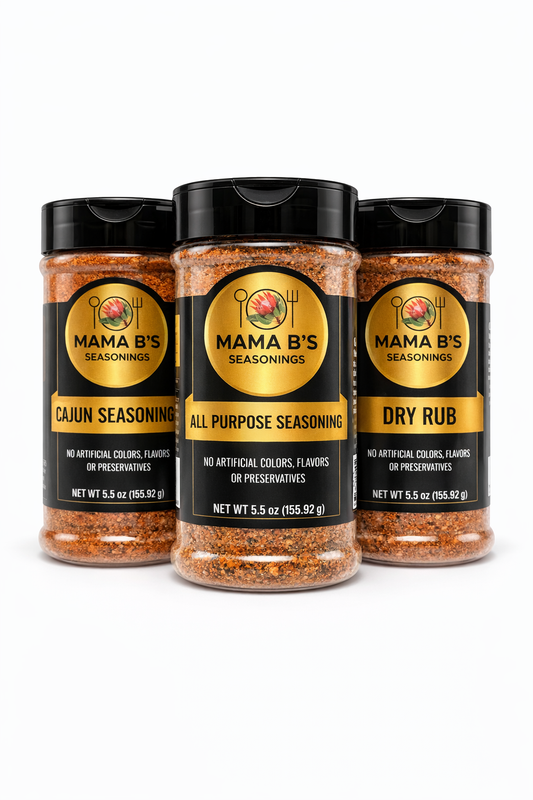 Mama B’s Flavor Trio – Cajun, Dry Rub & All-Purpose Seasoning 3-Pack